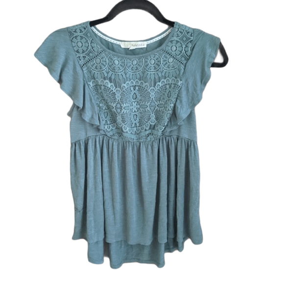 Rewind Tops - 💌  Rewind | Lace Baby Doll | Sage Green Top
